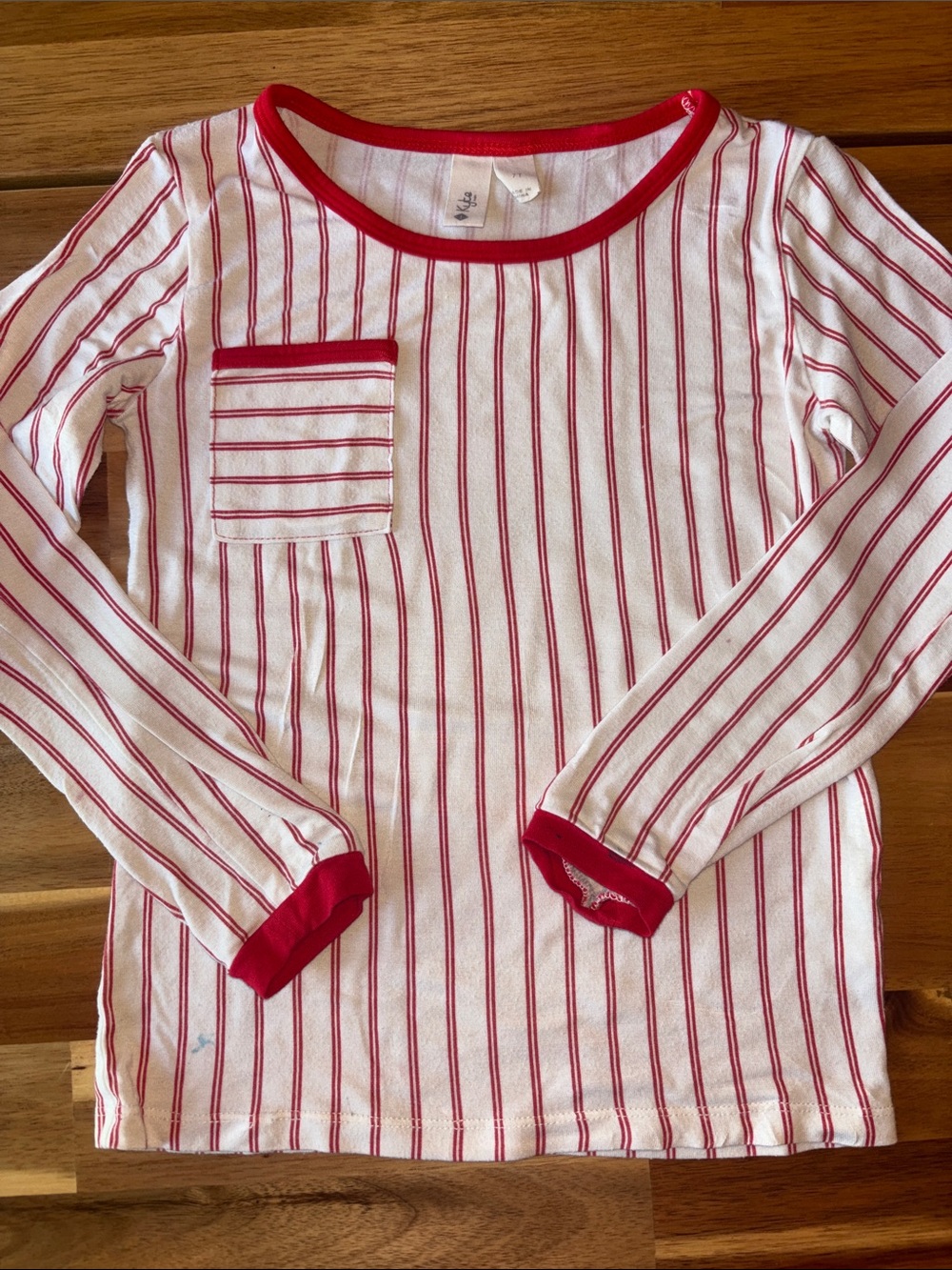 Kyte baby Red & White Striped Long-Sleeve Pocket Top size 7T
